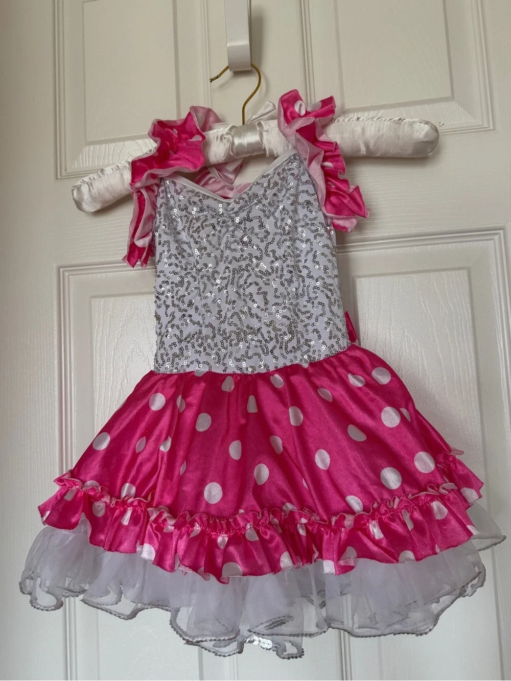 Weissman Girl’s Pink Polka Dot Sparkle Dance Costume Size XSC -extra small child